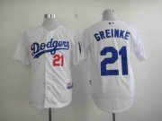 Wholesale Cheap Dodgers #21 Zack Greinke White Cool Base Stitched MLB Jersey