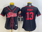Wholesale Cheap Women's San Francisco 49ers #13 Brock Purdy Black With Patch Cool Base Stitched Baseball Jersey