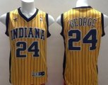 Wholesale Cheap Indiana Pacers #24 Paul George Yellow With Pinstripe Swingman Throwback Jersey