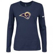 Wholesale Cheap Women's Nike Los Angeles Rams Of The City Long Sleeve Tri-Blend NFL T-Shirt Dark Blue
