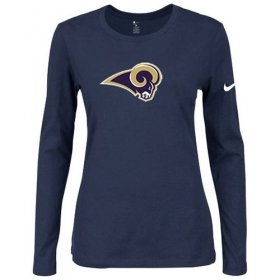 Wholesale Cheap Women\'s Nike Los Angeles Rams Of The City Long Sleeve Tri-Blend NFL T-Shirt Dark Blue