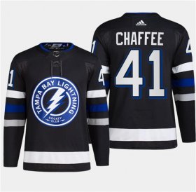 Cheap Men\'s Tampa Bay Lightning #41 Mitchell Chaffee Black 2024 Stadium Series Stitched Jersey
