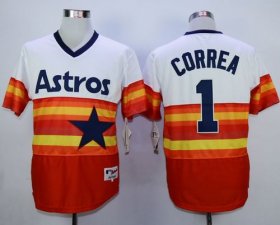 Wholesale Cheap Astros #1 Carlos Correa White/Orange 1980 Turn Back The Clock Stitched MLB Jersey