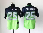 Wholesale Cheap Nike Seahawks #25 Richard Sherman Steel Blue/Green Men's Stitched NFL Elite Fadeaway Fashion Jersey