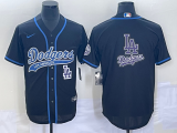 Cheap Men's Los Angeles Dodgers Black Team Big Logo With Patch Cool Base Stitched Baseball Jerseys