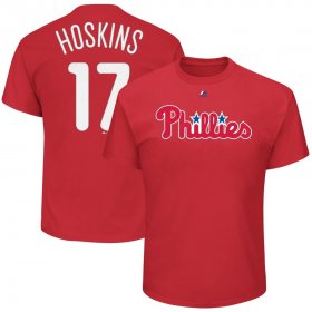 Wholesale Cheap Philadelphia Phillies #17 Rhys Hoskins Majestic Official Name & Number T-Shirt Red