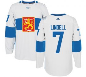 Wholesale Cheap Team Finland #7 Esa Lindell White 2016 World Cup Stitched NHL Jersey