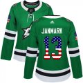 Wholesale Cheap Adidas Stars #13 Mattias Janmark Green Home Authentic USA Flag Women's Stitched NHL Jersey
