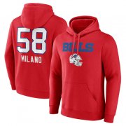 Cheap Men's Buffalo Bills #58 Matt Milano Red Team Wordmark Player Name & Number Pullover Hoodie