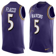 Wholesale Cheap Nike Ravens #5 Joe Flacco Purple Team Color Men's Stitched NFL Limited Tank Top Jersey