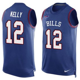 Wholesale Cheap Nike Bills #12 Jim Kelly Royal Blue Team Color Men\'s Stitched NFL Limited Tank Top Jersey