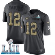 Wholesale Cheap Nike Eagles #12 Randall Cunningham Black Super Bowl LII Men's Stitched NFL Limited 2016 Salute To Service Jersey