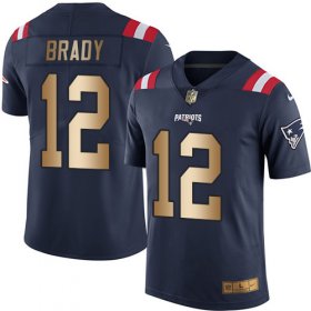 Wholesale Cheap Nike Patriots #12 Tom Brady Navy Blue Men\'s Stitched NFL Limited Gold Rush Jersey