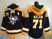 Wholesale Cheap Men's Pittsburgh Penguins #71 Evgeni Malkin Black Ageless Must Have Lace Up Pullover Hoodie