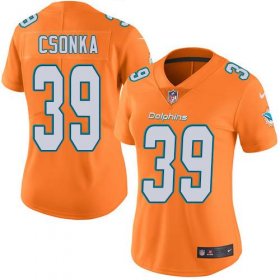 Wholesale Cheap Nike Dolphins #39 Larry Csonka Orange Women\'s Stitched NFL Limited Rush Jersey