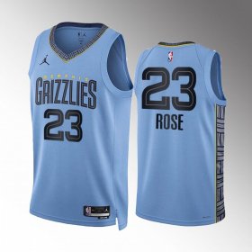 Wholesale Cheap Men\'s Memphis Grizzlies #23 Derrick Rose Blue Statement Edition Stitched Basketball Jersey