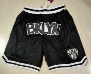 Wholesale Cheap Men's Brooklyn Nets Black Just Don Swingman Throwback Shorts