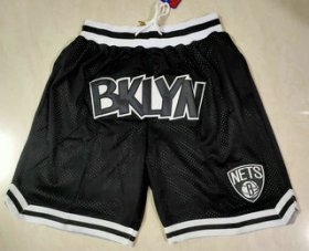 Wholesale Cheap Men\'s Brooklyn Nets Black Just Don Swingman Throwback Shorts