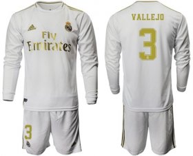 Wholesale Cheap Real Madrid #3 Vallejo White Home Long Sleeves Soccer Club Jersey