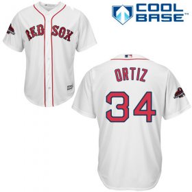 Wholesale Cheap Red Sox #34 David Ortiz White Cool Base 2018 World Series Stitched Youth MLB Jersey