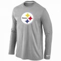 Wholesale Cheap Nike Pittsburgh Steelers Logo Long Sleeve T-Shirt Grey