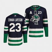 Wholesale Cheap Men's Vancouver Canucks #23 Oliver Ekman-Larsson Navy 2022 Reverse Retro Stitched Jersey