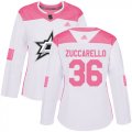 Wholesale Cheap Adidas Stars #36 Mats Zuccarello White/Pink Authentic Fashion Women's Stitched NHL Jersey