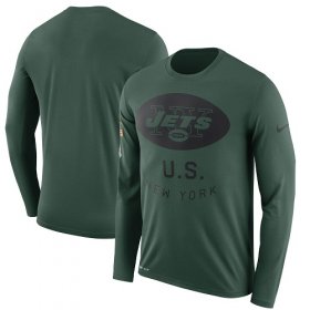 Wholesale Cheap Men\'s New York Jets Nike Green Salute to Service Sideline Legend Performance Long Sleeve T-Shirt