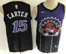 Wholesale Cheap Men\'s Toronto Raptors #15 Vince Carter Purple with Black Salute Nike Swingman Stitched NBA Jersey
