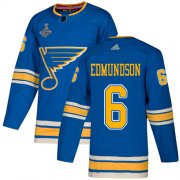 Wholesale Cheap Adidas Blues #6 Joel Edmundson Blue Alternate Authentic 2019 Stanley Cup Champions Stitched NHL Jersey