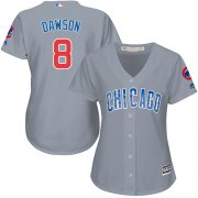 Wholesale Cheap Cubs #8 Andre Dawson Grey Road Women's Stitched MLB Jersey