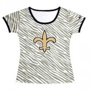 Wholesale Cheap Women's New Orleans Saints Sideline Legend Authentic Logo Zebra Stripes T-Shirt