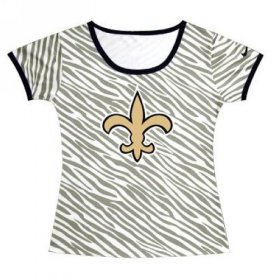 Wholesale Cheap Women\'s New Orleans Saints Sideline Legend Authentic Logo Zebra Stripes T-Shirt