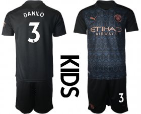 Wholesale Cheap Youth 2020-2021 club Manchester City away black 3 Soccer Jerseys