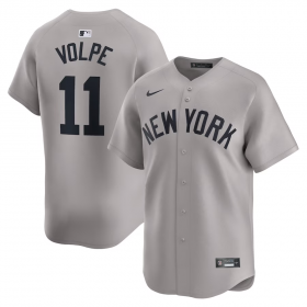 Cheap Men\'s New York Yankees #11 Anthony Volpe Gray 2024 Away Limited Cool Base Stitched Baseball Jersey