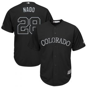 Wholesale Cheap Rockies #28 Nolan Arenado Black \"Nado\" Players Weekend Cool Base Stitched MLB Jersey