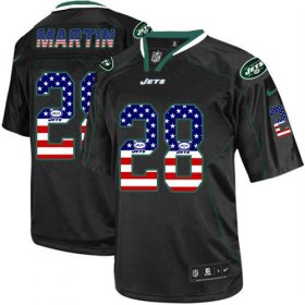 Wholesale Cheap Nike Jets #28 Curtis Martin Black Men\'s Stitched NFL Elite USA Flag Fashion Jersey