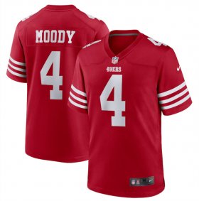 Wholesale Cheap Men\'s San Francisco 49ers #4 Jake Moody Red Football Stitched Game Jersey
