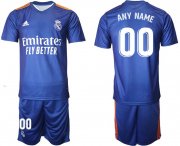 Wholesale Cheap Men 2021-2022 Club Real Madrid away blue customized Adidas Soccer Jersey