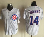 Wholesale Cheap Cubs #14 Ernie Banks White Strip New Cool Base Stitched MLB Jersey