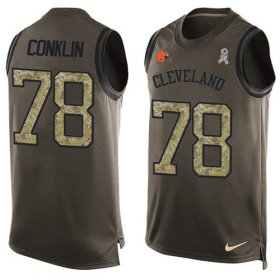 Wholesale Cheap Nike Browns #78 Jack Conklin Green Men\'s Stitched NFL Limited Salute To Service Tank Top Jersey