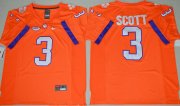 Wholesale Cheap Men's Clemson Tigers #3 Artavis Scott Orange Stitched NCAA Nike 2016 College Football Jersey