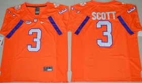 Wholesale Cheap Men\'s Clemson Tigers #3 Artavis Scott Orange Stitched NCAA Nike 2016 College Football Jersey