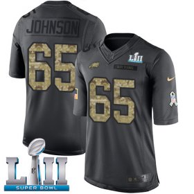 Wholesale Cheap Nike Eagles #65 Lane Johnson Black Super Bowl LII Men\'s Stitched NFL Limited 2016 Salute To Service Jersey