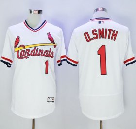 Wholesale Cheap Cardinals #1 Ozzie Smith White Flexbase Authentic Collection Cooperstown Stitched MLB Jersey