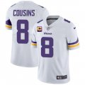 Wholesale Cheap Men's Minnesota Vikings 2022 #8 Kirk Cousins White With 4-Star C Patch Vapor Untouchable Limited Stitched NFL Jersey