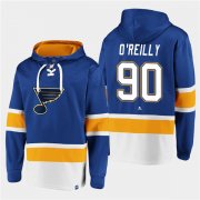 Wholesale Cheap Men's St. Louis Blues #90 Ryan O'Reilly Blue Ageless Must-Have Lace-Up Pullover Hoodie