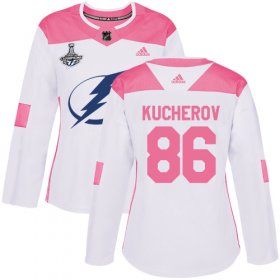 Cheap Adidas Lightning #86 Nikita Kucherov White/Pink Authentic Fashion Women\'s 2020 Stanley Cup Champions Stitched NHL Jersey