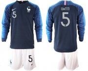 Wholesale Cheap France #5 Umtiti Home Long Sleeves Soccer Country Jersey