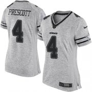 Wholesale Cheap Nike Cowboys #4 Dak Prescott Gray Women's Stitched NFL Limited Gridiron Gray II Jersey